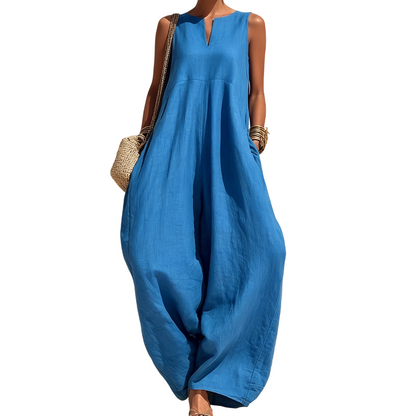 🌸Women's Sleeveless V-Neck Wide-Leg Jumpsuit with Pockets