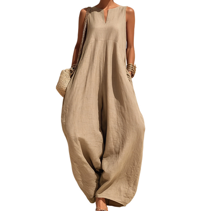 🌸Women's Sleeveless V-Neck Wide-Leg Jumpsuit with Pockets