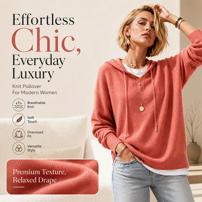 Women's Casual Hooded Sweater with Drawstring