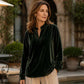 Women's Elegant Velvet V-Neck Top