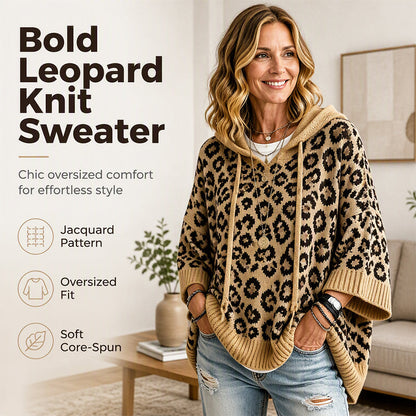 Women’s Leopard Print Knitted Hoodie 