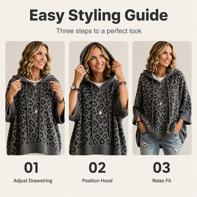 Women’s Leopard Print Knitted Hoodie 