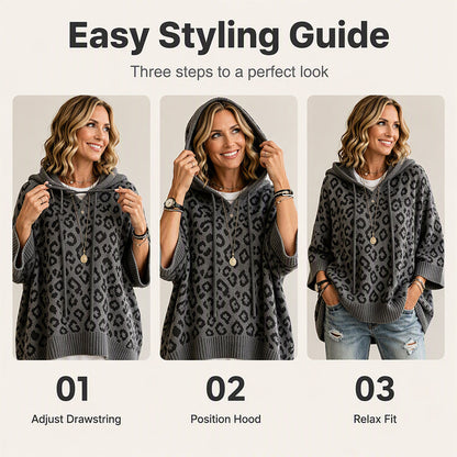 Women’s Leopard Print Knitted Hoodie 