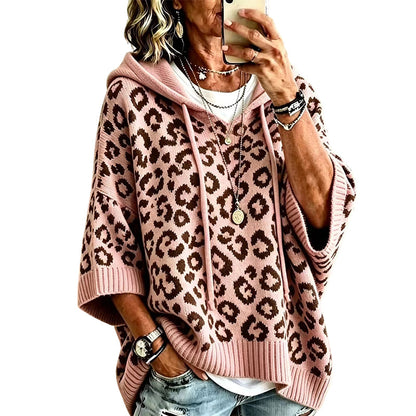 Women’s Leopard Print Knitted Hoodie 