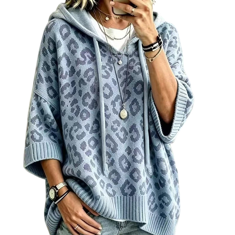 Women’s Leopard Print Knitted Hoodie 