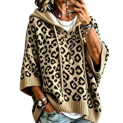 Women’s Leopard Print Knitted Hoodie 