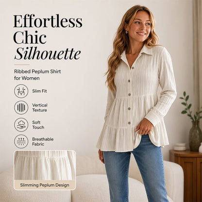 Women's Crinkle Textured Long Sleeve Shirts