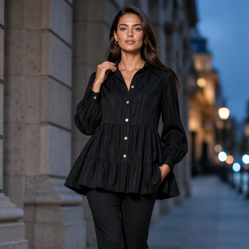 Women's Crinkle Textured Long Sleeve Shirts