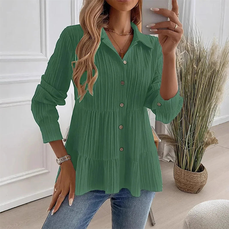Women's Crinkle Textured Long Sleeve Shirts