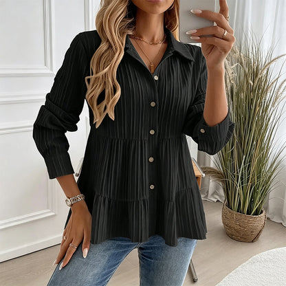 Women's Crinkle Textured Long Sleeve Shirts