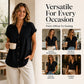 Women's Elegant V-Neck Pleated Short Sleeve Shirt