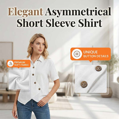 🌸 50% OFF NOW! 🌸Women's Asymmetrical Button-Up Short Sleeve Shirt