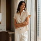 Women's Elegant V-Neck Pleated Short Sleeve Shirt