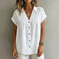 Women's Elegant V-Neck Pleated Short Sleeve Shirt