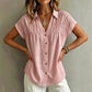 Women's Elegant V-Neck Pleated Short Sleeve Shirt