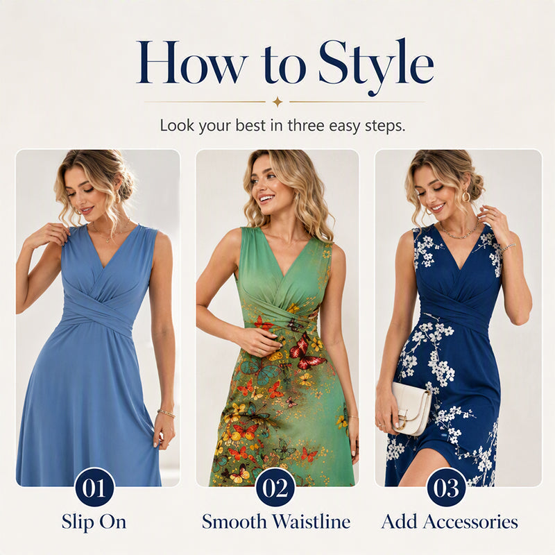 🔥🌸Flattering V-Neck Midi Dress