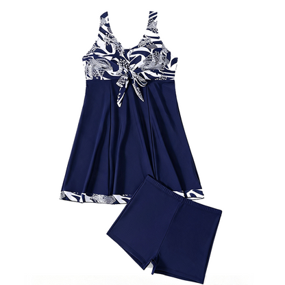 Women's Elegant Floral Printed Swimdress with Shorts