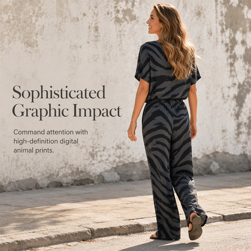 Women's Tie-Front Top and Wide-Leg Pants Set