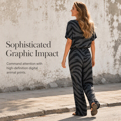 Women's Tie-Front Top and Wide-Leg Pants Set