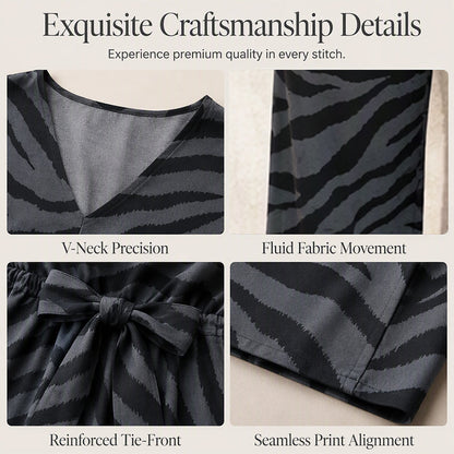 Women's Tie-Front Top and Wide-Leg Pants Set