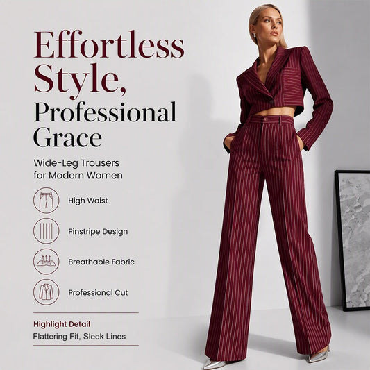 ✨👖Women's High-Waisted Striped Wide-Leg Pants