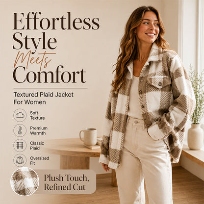 ⏰🍂Autumn Early Bird Sale--Women's Plaid Button-Down Cozy Jacket