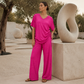 ✨🔥 Women’s Casual V-Neck Top & Wide-Leg Pants Set