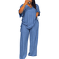 ✨🔥 Women’s Casual V-Neck Top & Wide-Leg Pants Set