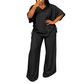 ✨🔥 Women’s Casual V-Neck Top & Wide-Leg Pants Set