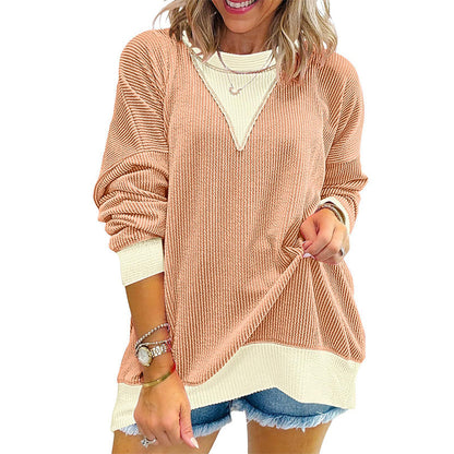 Women's Casual Color Block Crewneck Top