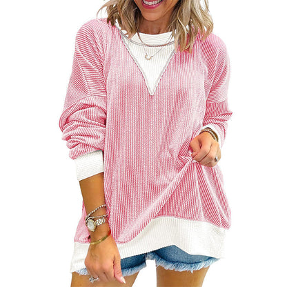 Women's Casual Color Block Crewneck Top