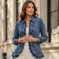 ✨🔥Women's Double Breasted Ruffle Denim Jacket