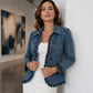 ✨🔥Women's Double Breasted Ruffle Denim Jacket