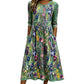 ✨🌺Women's Floral Print 3/4 Sleeve Midi Dress with Pockets
