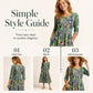 ✨🌺Women's Floral Print 3/4 Sleeve Midi Dress with Pockets