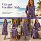 ✨🌺Women's Floral Print 3/4 Sleeve Midi Dress with Pockets