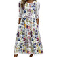 ✨🌺Women's Floral Print 3/4 Sleeve Midi Dress with Pockets