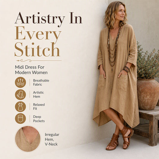 Women's Loose V-Neck Asymmetrical Dress