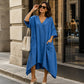 Women's Loose V-Neck Asymmetrical Dress