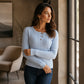 Women's Ribbed Knit Long Sleeve Henley Top