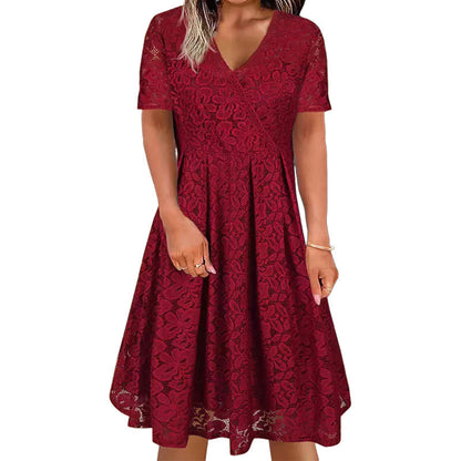 Women's Elegant V-Neck Lace Dress