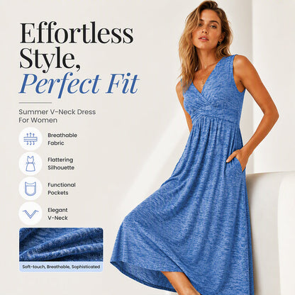 Women's Plus Size Sleeveless V-Neck Dress