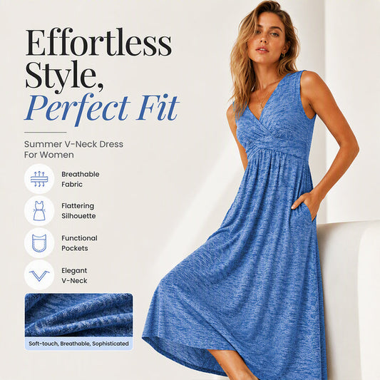 Women's Plus Size Sleeveless V-Neck Dress