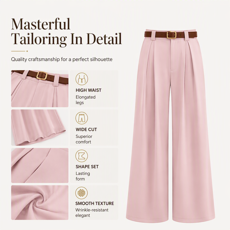 Women's Elegant High-Waisted Wide-Leg Suit Pants