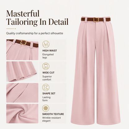 Women's Elegant High-Waisted Wide-Leg Suit Pants