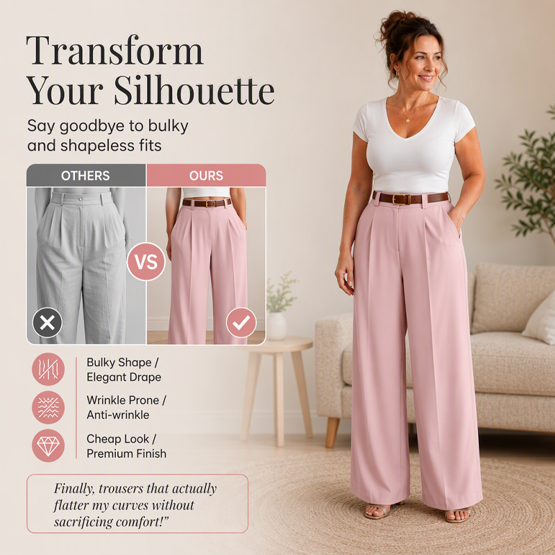 Women's Elegant High-Waisted Wide-Leg Suit Pants