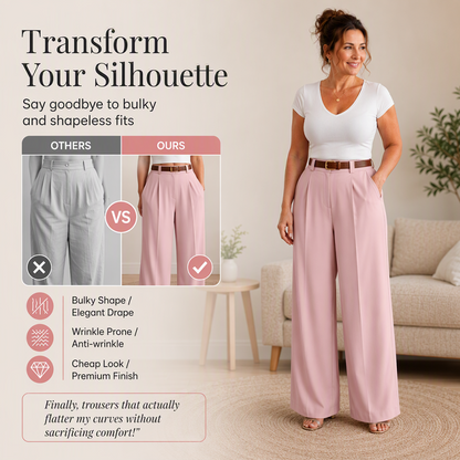 Women's Elegant High-Waisted Wide-Leg Suit Pants