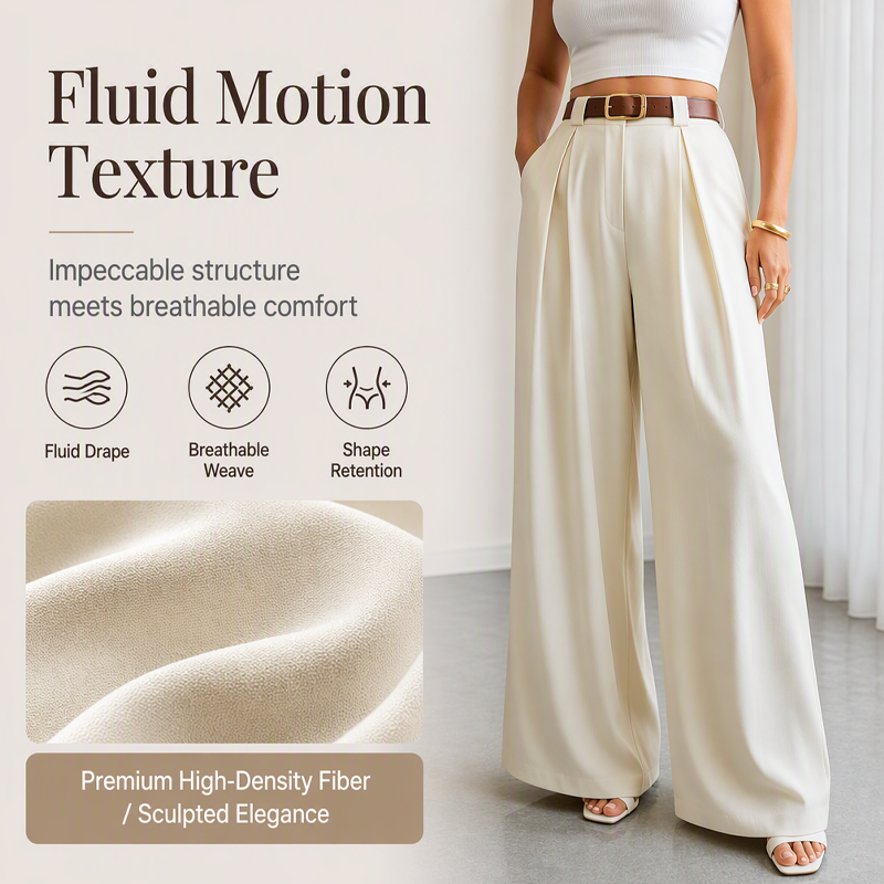 Women's Elegant High-Waisted Wide-Leg Suit Pants