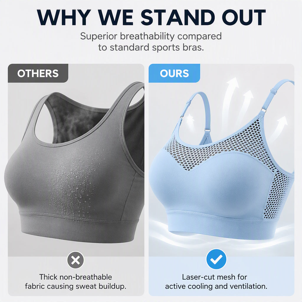 🌸💖Women's Hollow Mesh Push Up Sports Bra