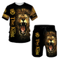 Men's Casual Animal Graphic T-Shirt and Shorts Set